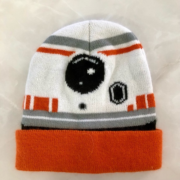 Star Wars BB-8 Toque Beanie Knit Winter Hat Cap Robot Droid White Orange - Picture 1 of 5